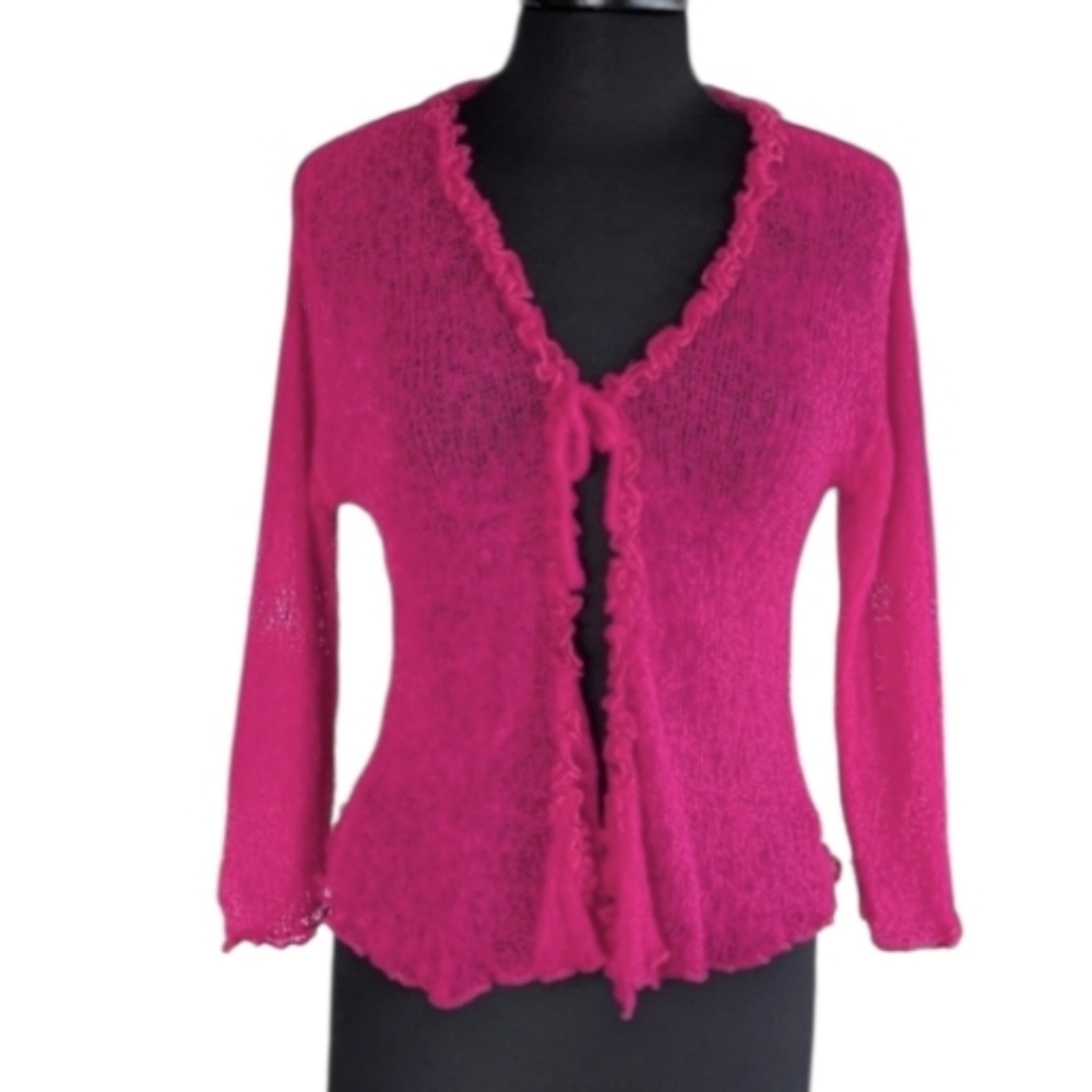 Bohemian OS Back From Bali Women's Pink Cardigan Sweater Stretchy Knit